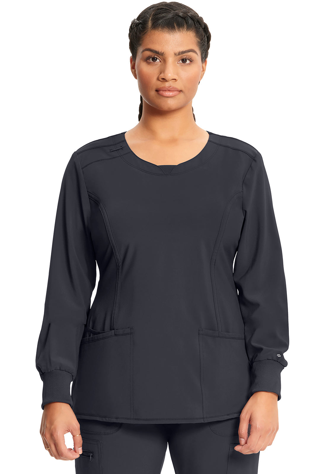 Women's Long Sleeve Round Neck Top - Pewter